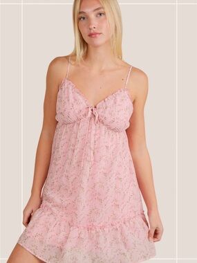 Pink Floral Babydoll summer dress